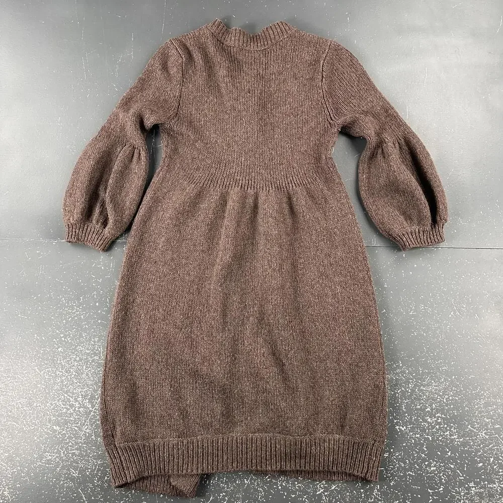 Vince Cardigan Sweater Women Small Chocolate Brown Cardigan Balloon Sleeve Wool - Picture 7 of 7